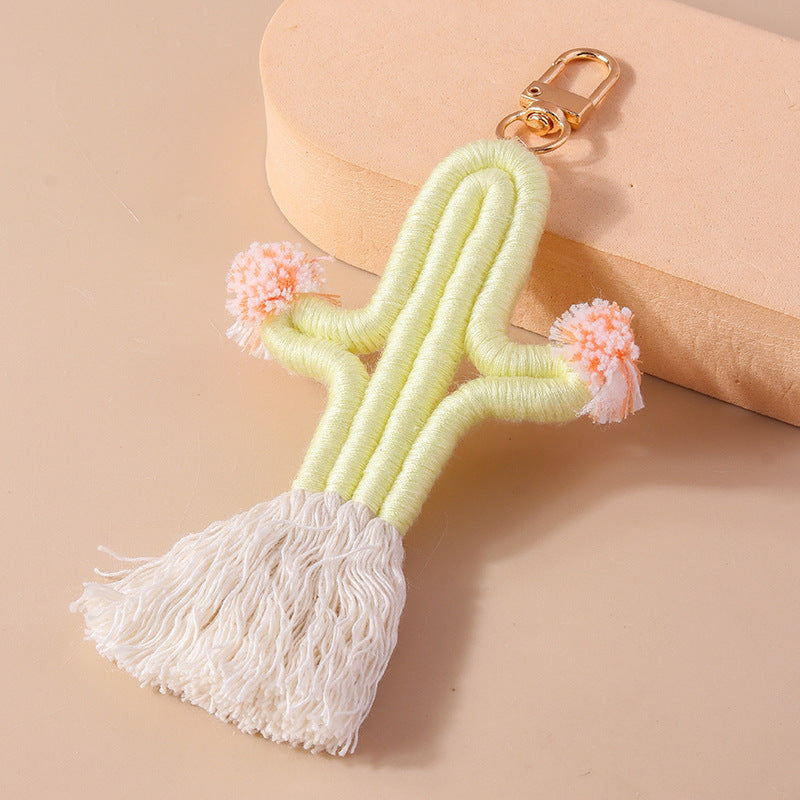 Wholesale Colorful Knitted Plush Tassel Cactus Keychain