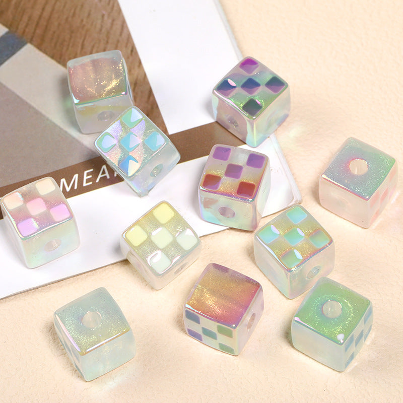 Wholesale 30PCS/PACK 14mm Checkerboard Square Through Hole Acrylic Beads