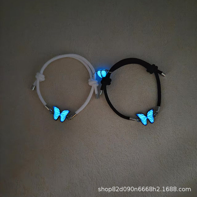 Wholesale  Bracelet Luminous Butterfly Heart Magnetic Couple Style Braided