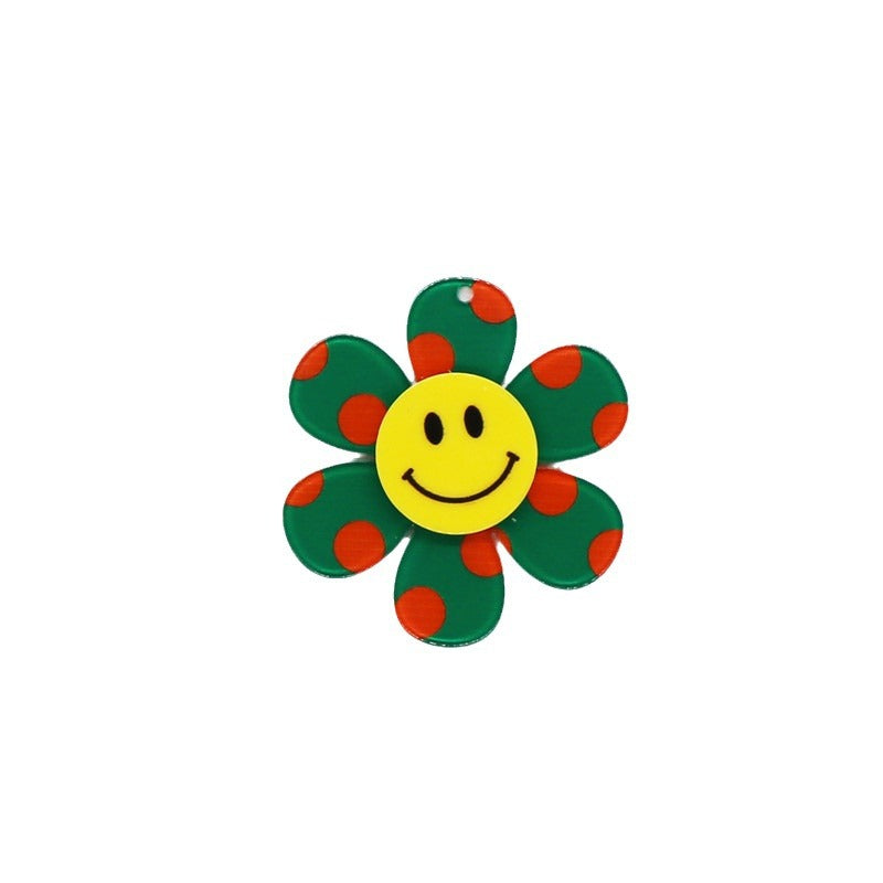 Wholesale 10pcs Retro Colorful Dots Smiley Face Flower Accessories FlatBack