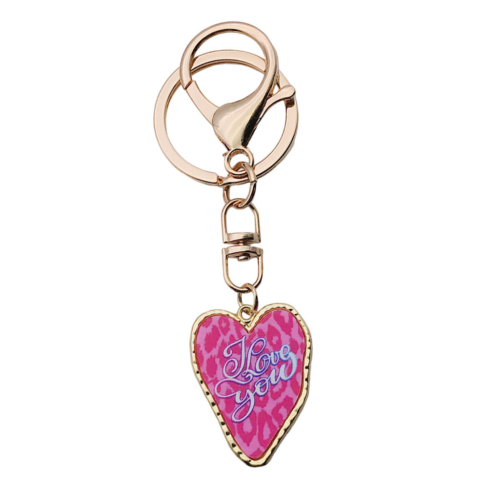 Wholesale Rose red LOVE YOU love Metal Keychain