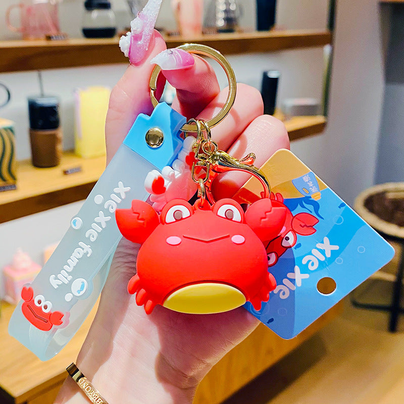 Wholesale Silicone Crab Family Keychain