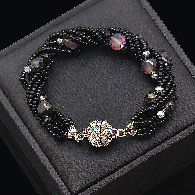 Wholesale Rhinestone Magnetic Clasp Multicolor Crystal Beads Bracelet Necklace