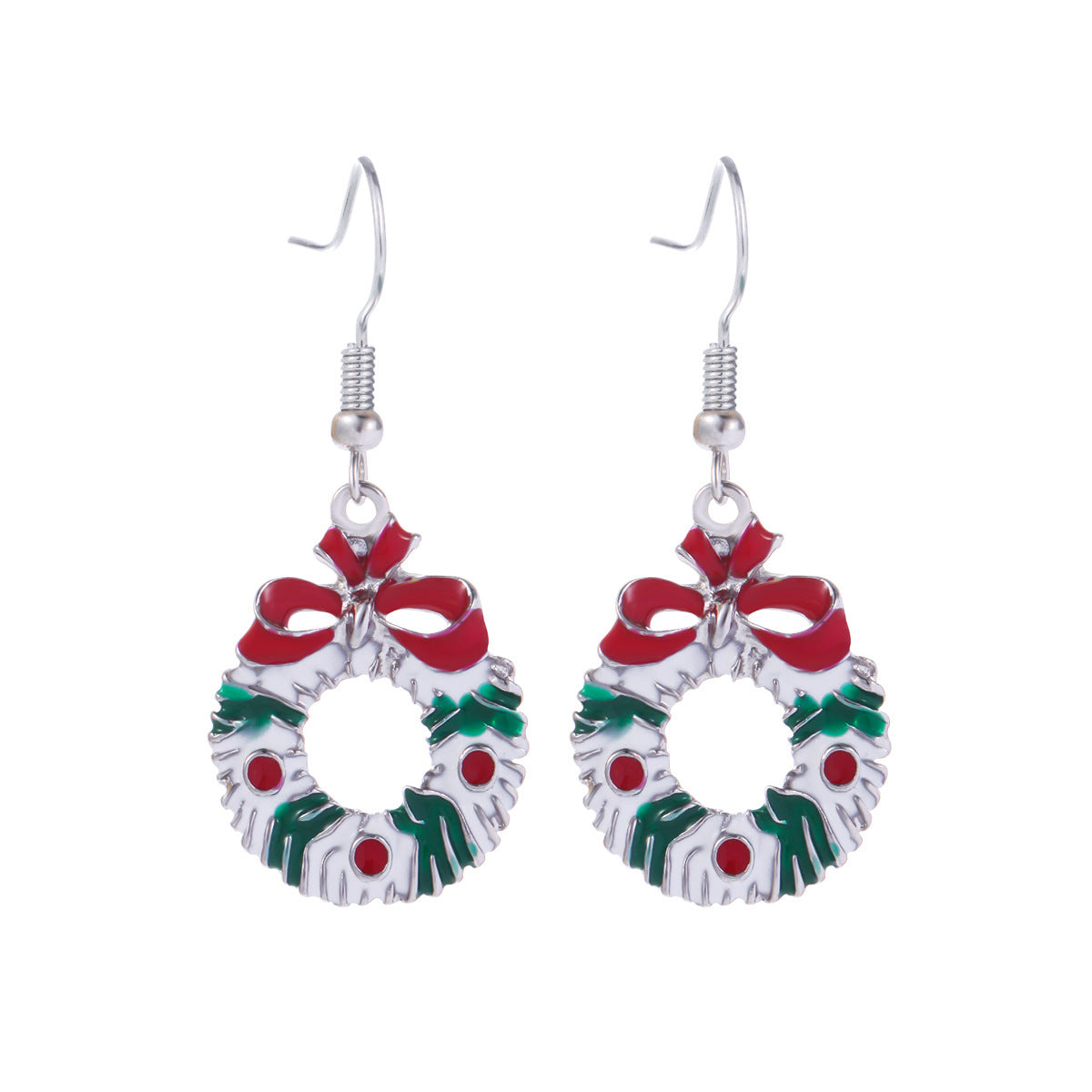 Wholesale Christmas Series Fashion Alloy Christmas Tree Old Man Bell Elk Candy Cane Earrings