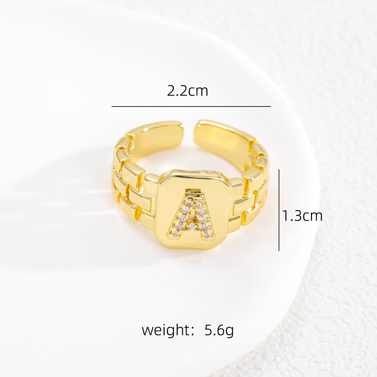 Wholesale Gold plated letter series open ring