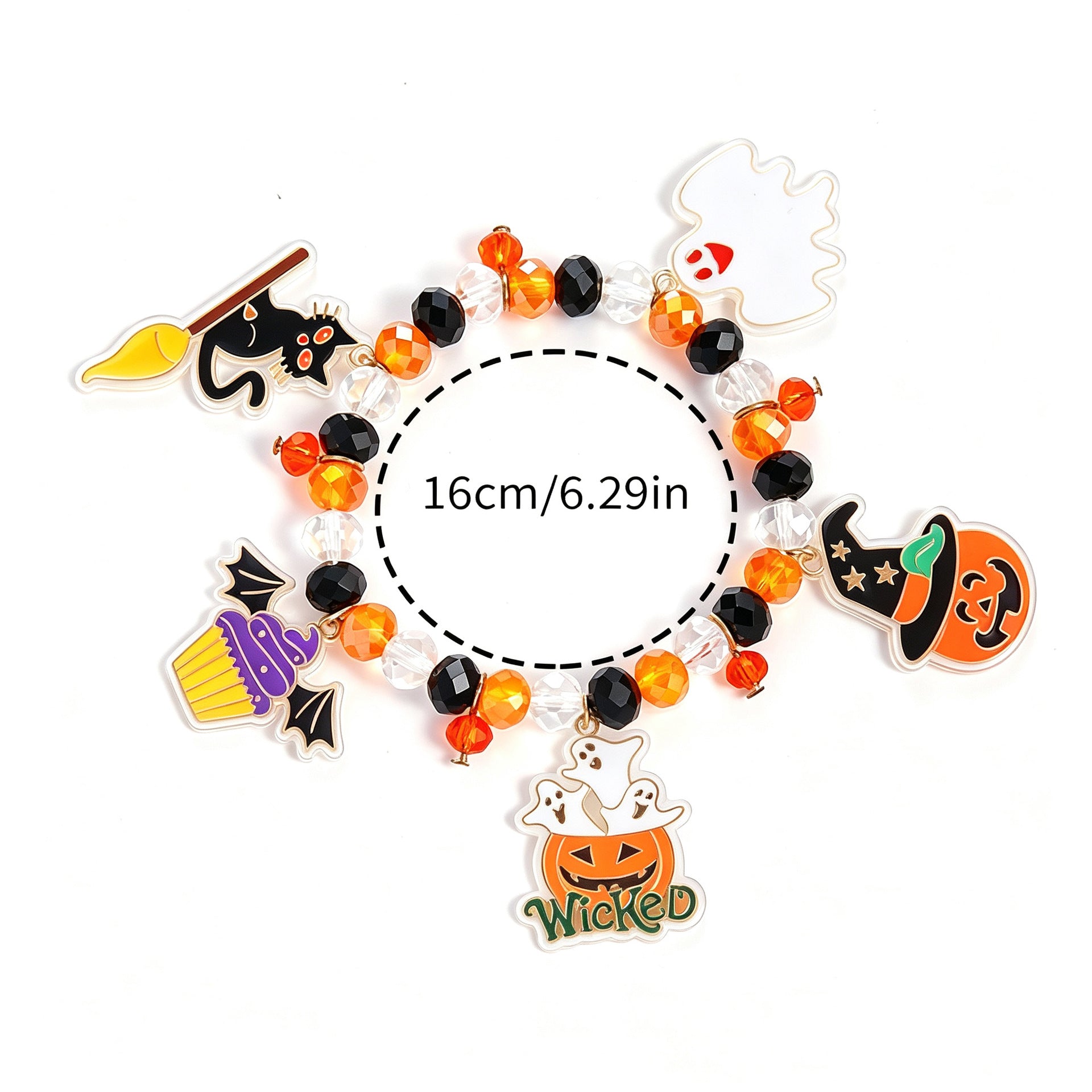Wholesale Trendy Acrylic  Bracelet With Cute Pumpkin And Ghost Charms Unisex Fashion Jewelry Accessory For Party And Gift