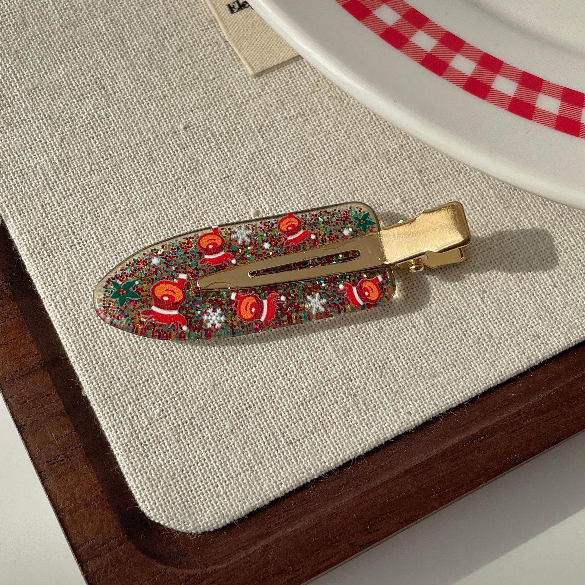 Wholesale Candy Christmas Socks Elk English Letter Hair Clip