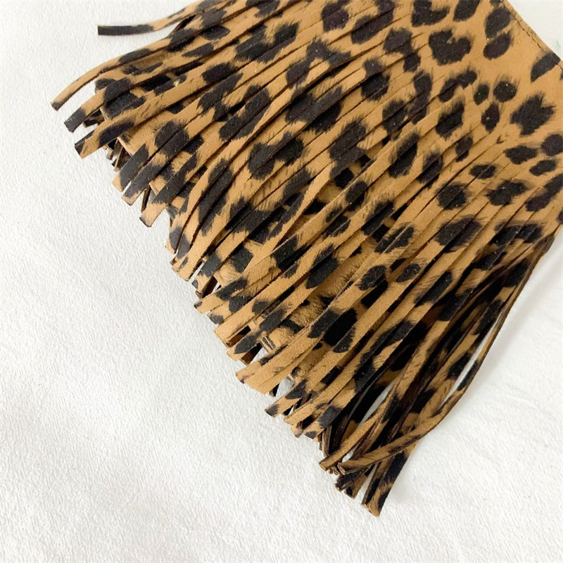 Wholesale PU Leopard Print Tassel Children's Shoulder Crossbody Bag