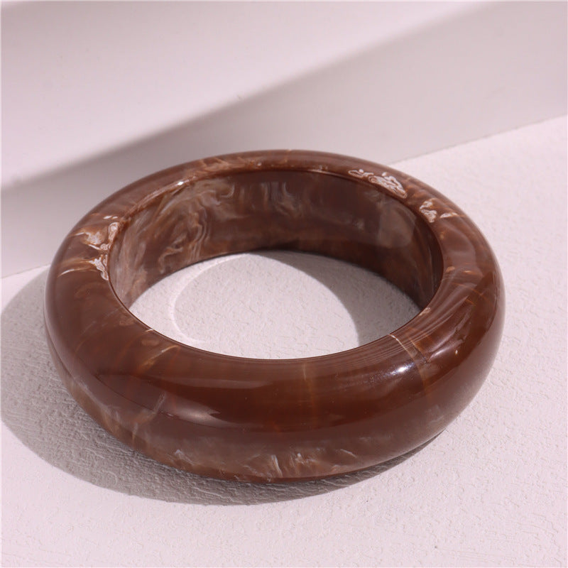 Wholesale Marble Pattern Colorful ResinRetro Geometric Round Smudged Transparent Bracelet
