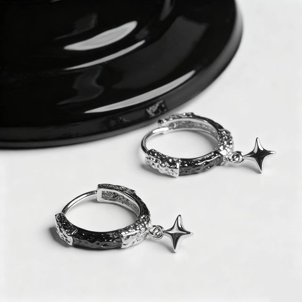 Wholesale Dark textured starry Goth Theme earrings