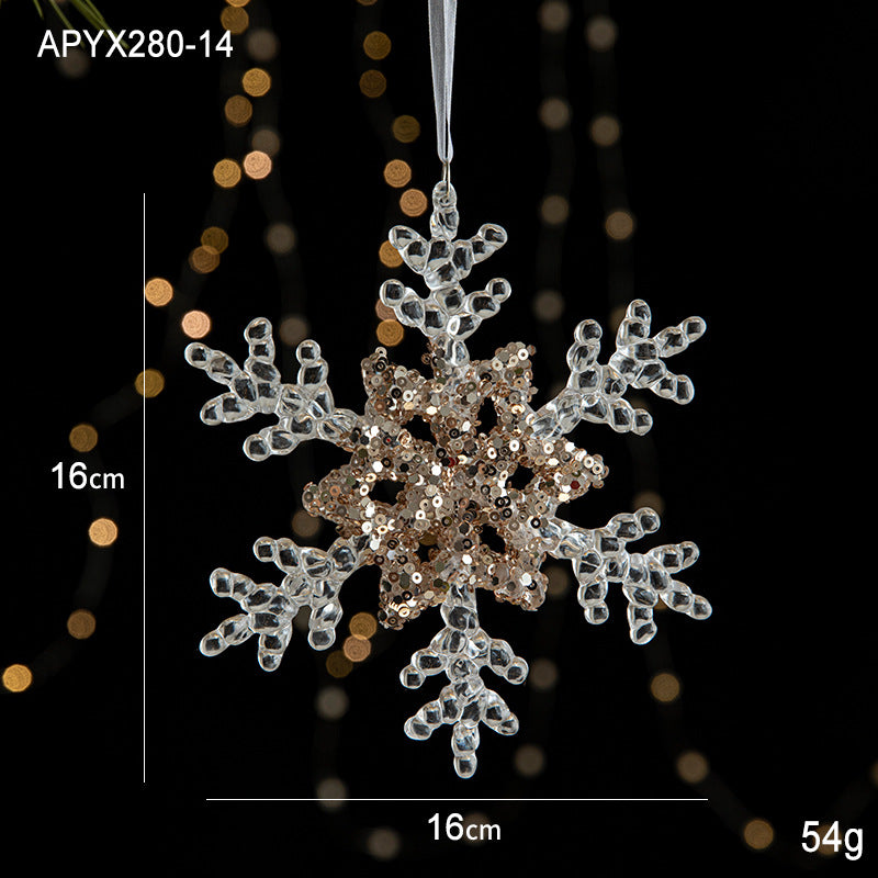 Wholesale Christmas Sequin Acrylic Transparent Snowflake Pendant Ornament