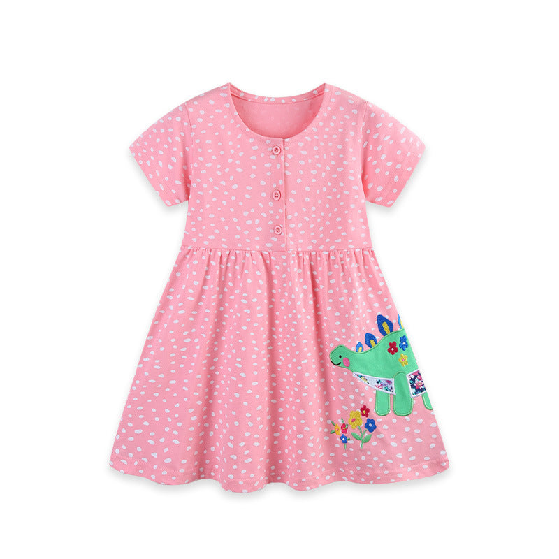 Wholesale Rabbit Embroidery Girls Sleeveless Cotton Princess Dress European Style Boutique