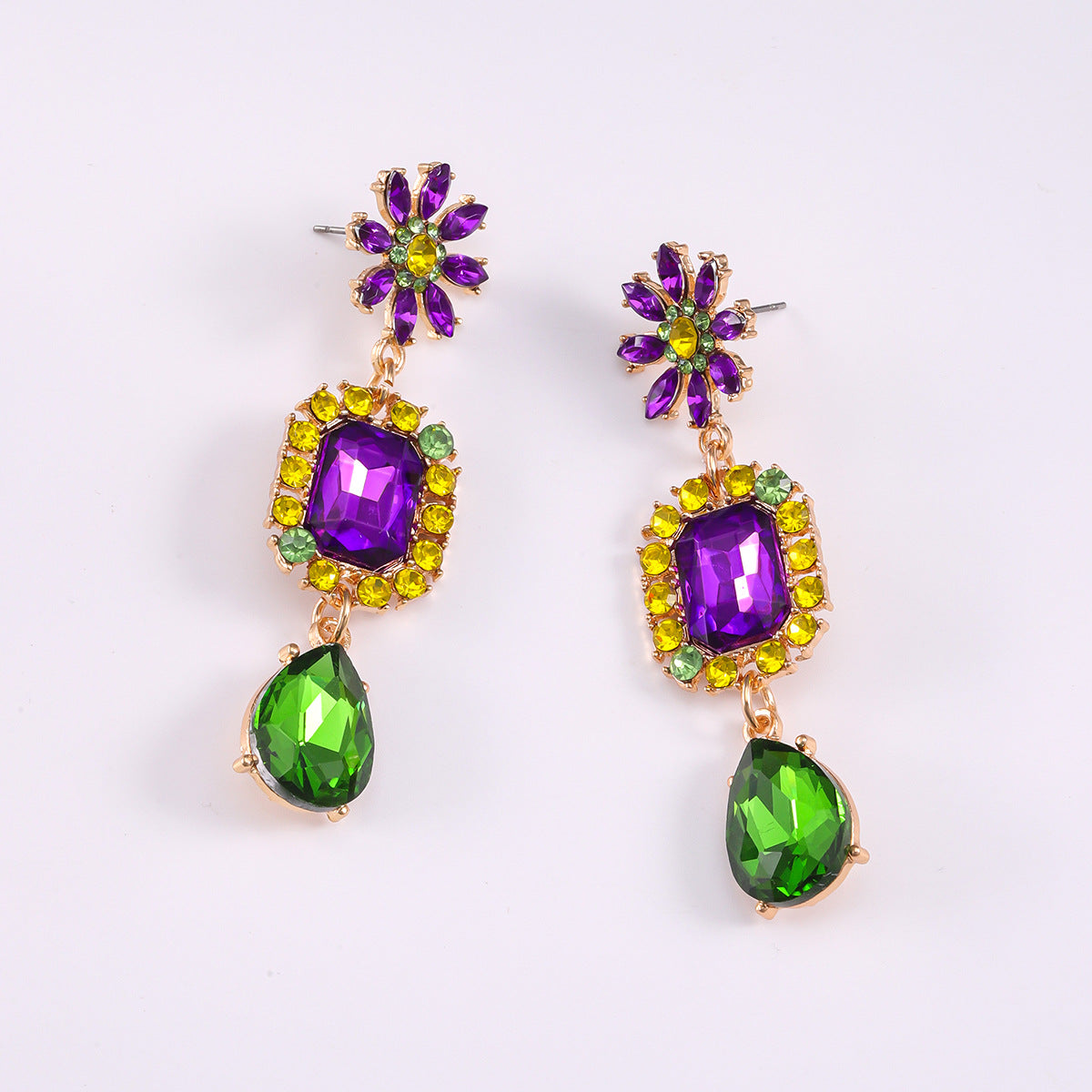 Wholesale carnival earrings classic three-color diamond personality jewelry