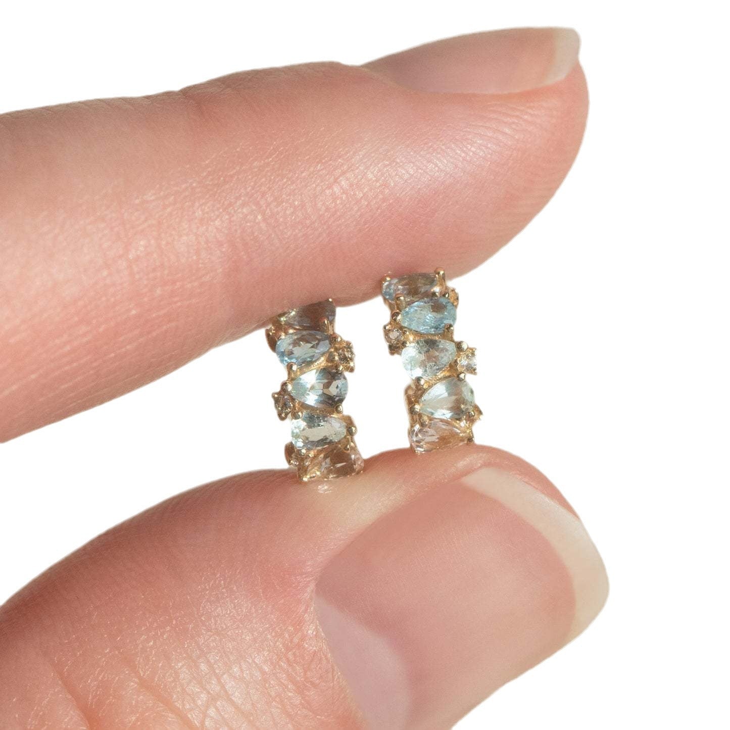 Wholesale Copper Electroplated Retro Birthstone Earrings Gradient U Shape Style Chic Fashion Accessory For Daily Wear