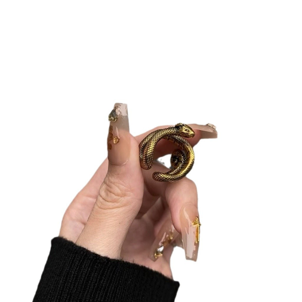 Wholesale Dark cold gold snake ring female punk adjustable