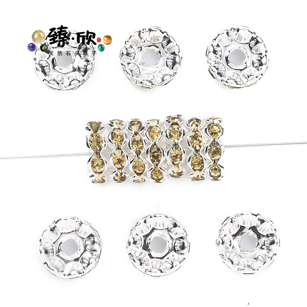 Wholesale 60pcs 12MM Color Wave Rhinestone Diamond Ring Spacer Beads