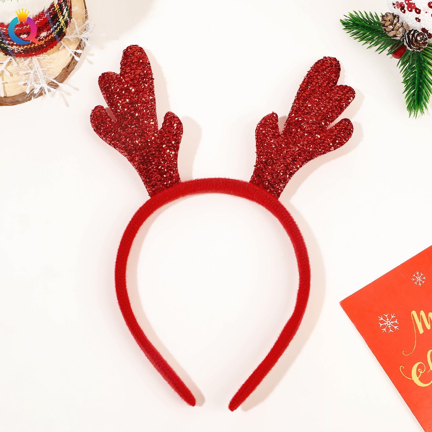 Wholesale Christmas antlers high skull top pressed holiday party headband