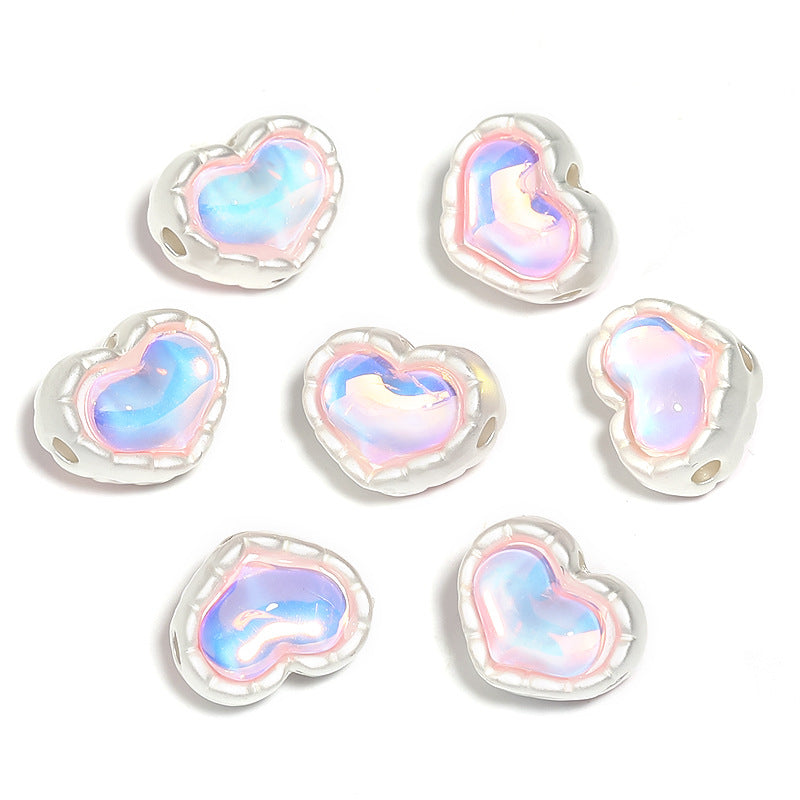 Wholesale 50pcs Alloy Four-hole Spacer Beads Mermaid Aurora Diamond Love Rabbit Four-way Beads DIY