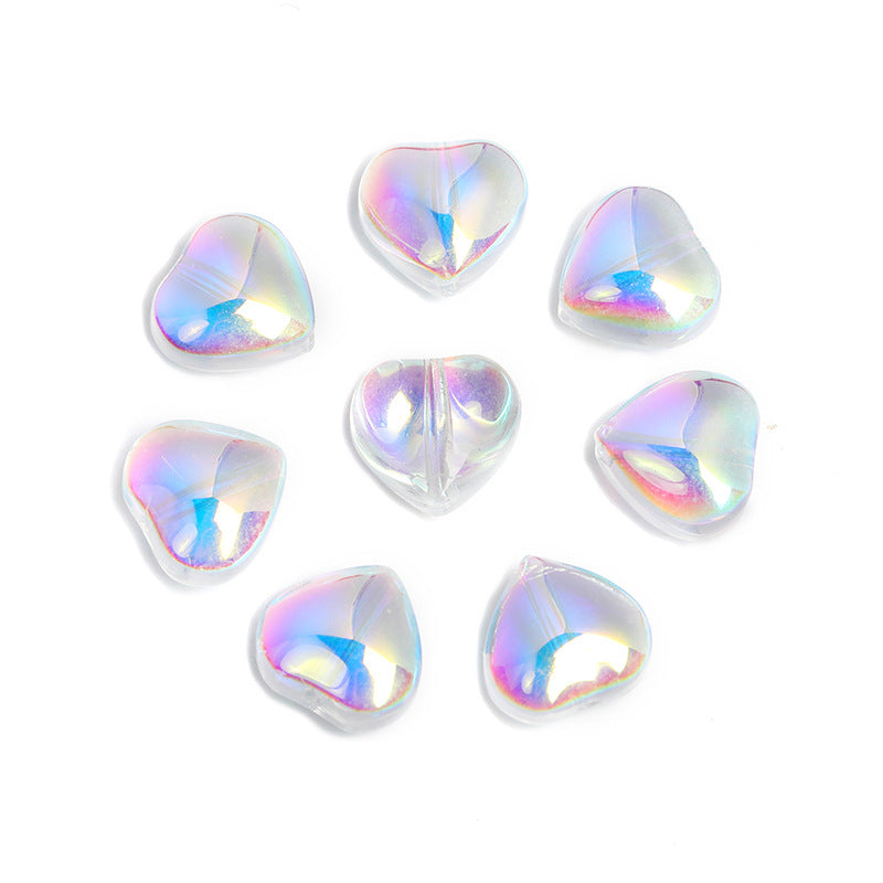 Wholesale 100pcs Heart-shaped Glass 8mm Straight Hole Jelly Colored Peach Heart DIY Beads