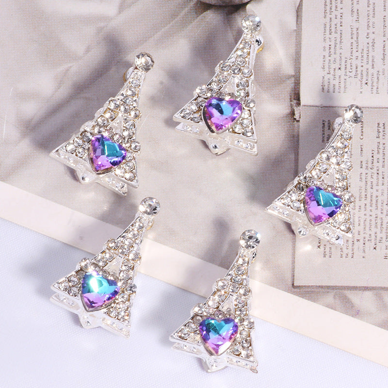 Wholesale 2PCS/Pack Three-Dimensional Eiffel Tower Alloy Hole Loose Beads DIY Mobile Phone Key Chain Necklace Bag Chain Accessories