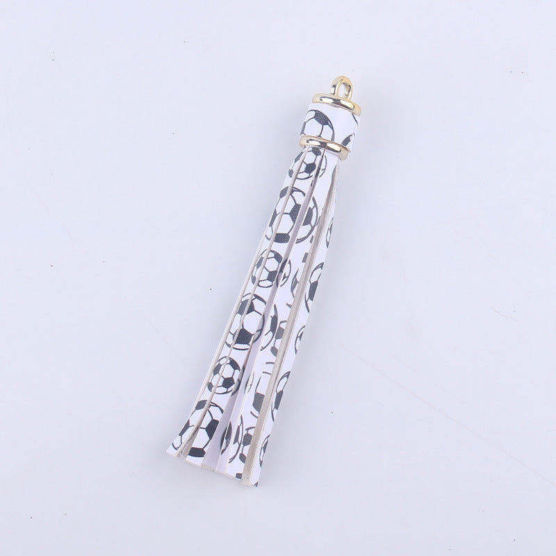 Wholesale 8cm PU Leather Ball-shaped Floral Tassel Keychain Accessories