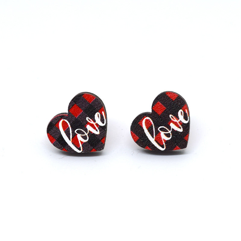 Wholesale Cartoon Valentine's Day Christmas Wood Earrings