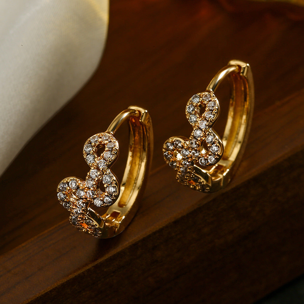 Wholesale Copper Plated Real Gold Zircon Earrings