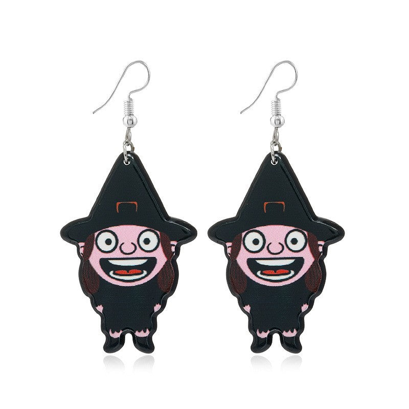 Wholesale Handmade Acrylic  Earrings Skull  Web Bat Design Trendy Jewelry Accessory For Party