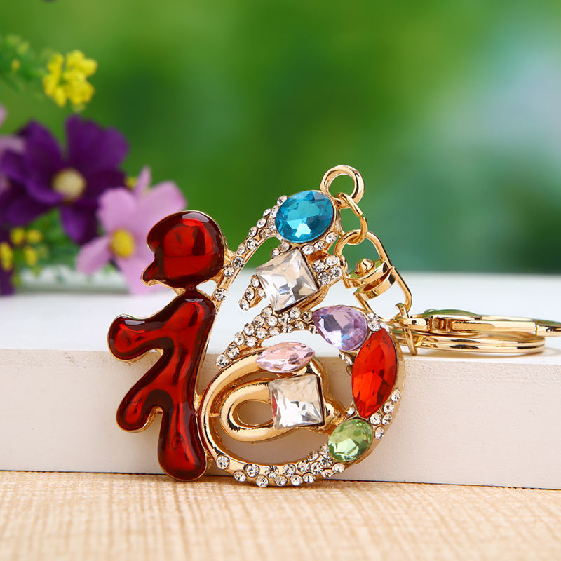 Wholesale Stylish Rhinestone Bear Keychain Car Key Accessory Bag Charm Champagne Zinc Alloy Wedding Gift For Resale
