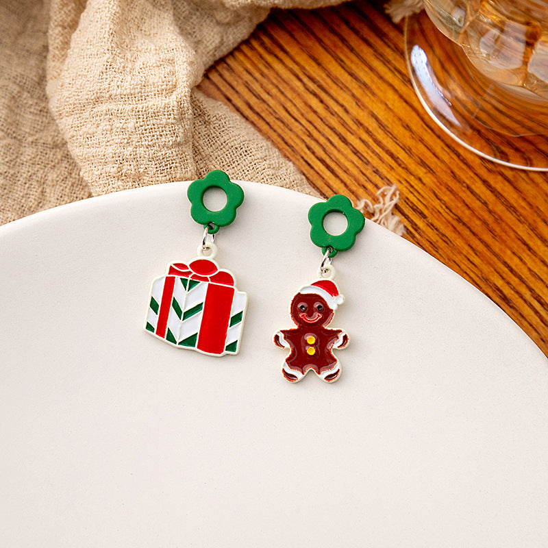 Wholesale Cartoon Christmas Santa Claus Christmas Tree Earrings