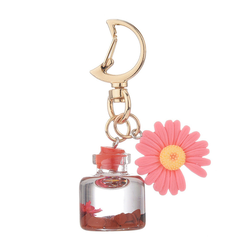 Wholesale Zinc Alloy Moon Buckle Small Chrysanthemum Keychain