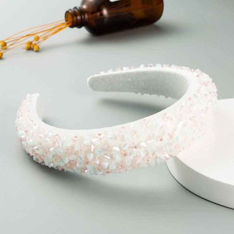 Wholesale Baroque Shaped Colored Crystal Thin Sponge Headband Hair Accessories