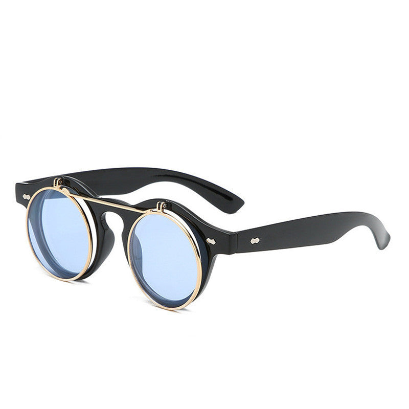 Wholesale Double Flip Round Retro Sunglasses