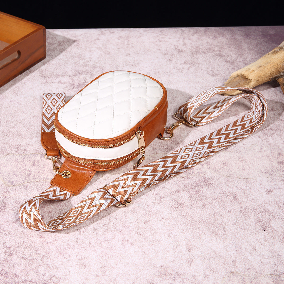 Wholesale Bohemian Retro Chest Bag Pure Embroidery PU Crossbody Bag