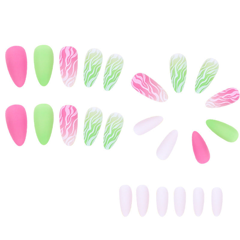 Pegatinas de uñas de ondulación verde con punta de es el por mayor