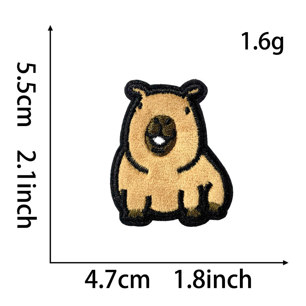 Wholesale Towel Embroidery DIY Patch Capybara Cartoon Embroidered Badge For Coat Decoration