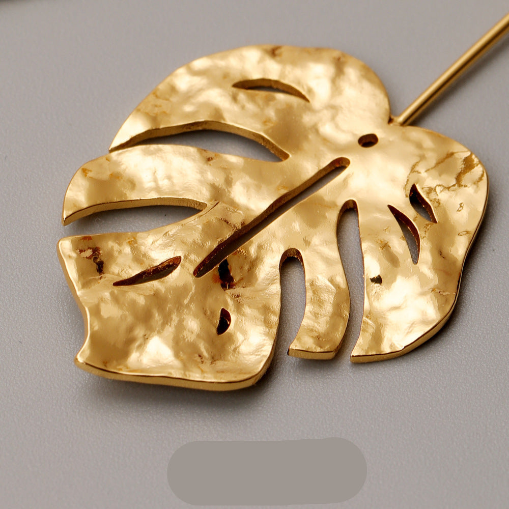 Wholesale Long leaf retro temperament cold style ins design Earrings