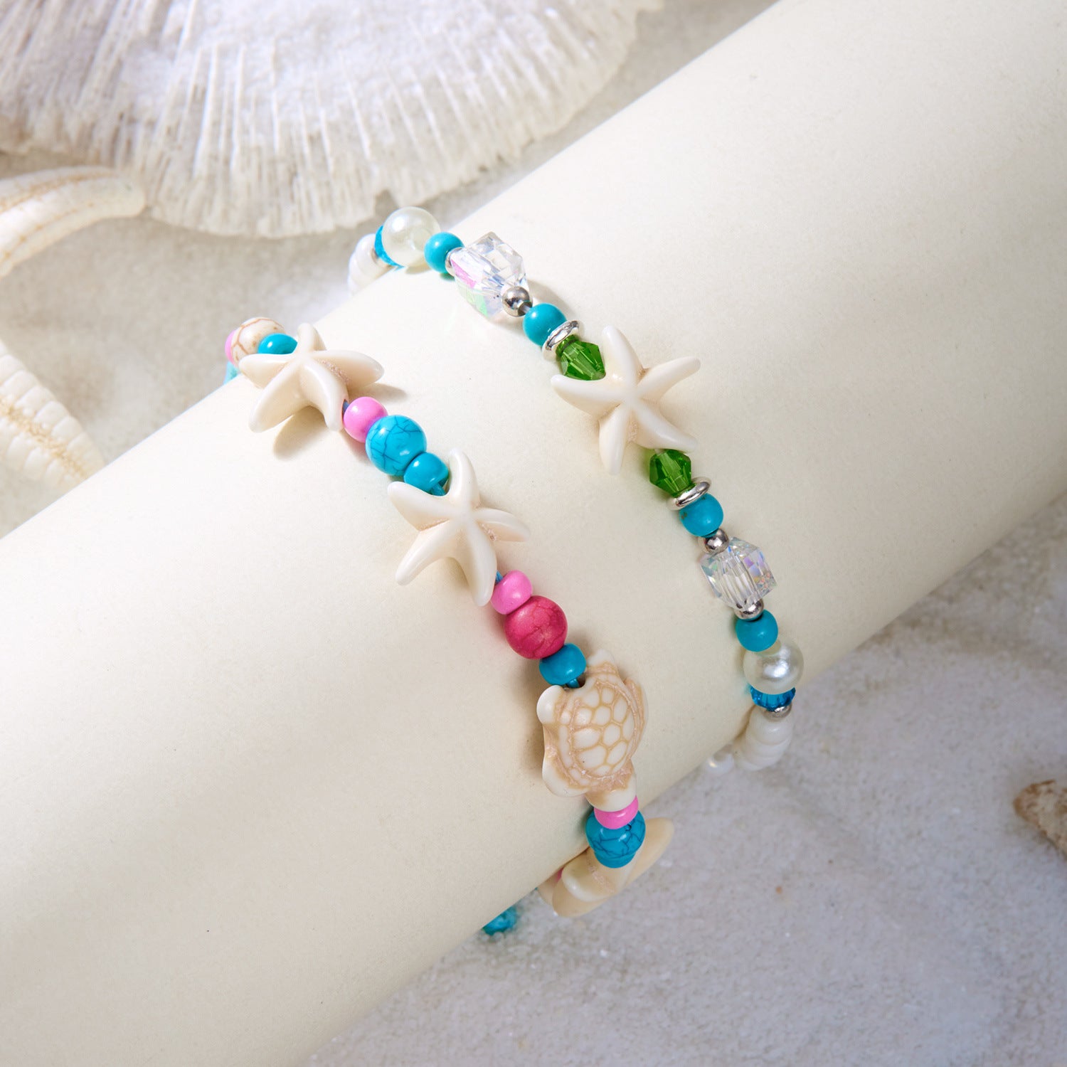 Wholesale Bohemian Shell Starfish Braided Lami Bead Bracelet