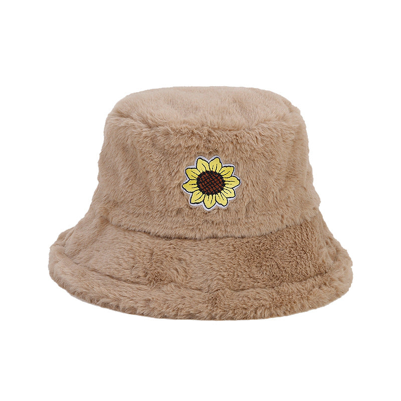 Wholesale Winter Sunflower Fisherman Hat Thickened Warm Plush Hat