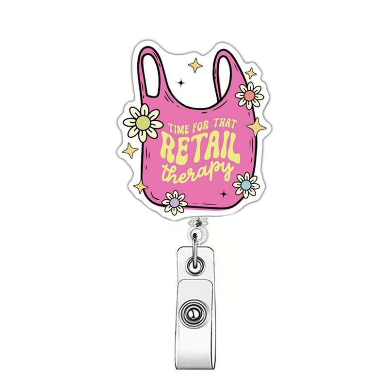 Wholesale Acrylic easy-open buckle medical name tag accessory retractable clip Badge Reels