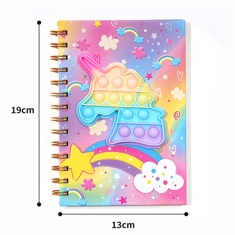 Wholesale bubble pop coil book dinosaur unicorn silicone notebook