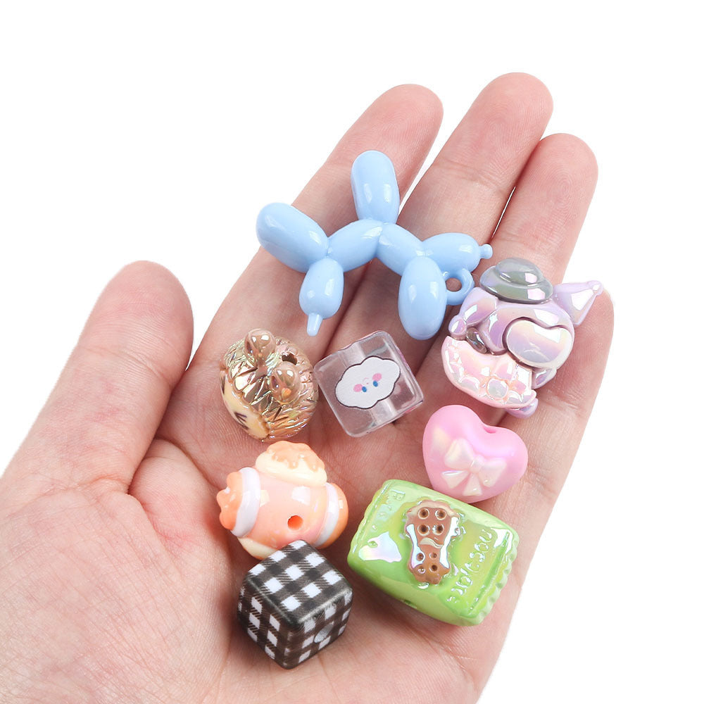 Wholesale 5pcs Cartoon Acrylic Cute Colorful Straight Hole Beads