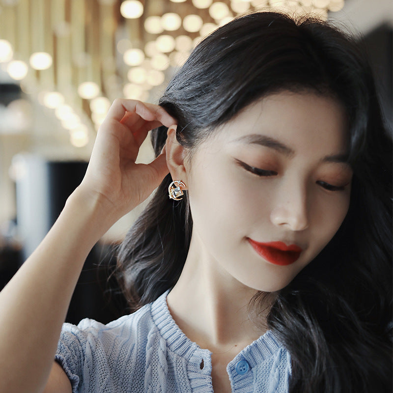 Wholesale Star Moon Crystal Earrings Trendy Diamond Inlaid Design Party Wear Fashion Accessory For Gift And Boutique Resale
