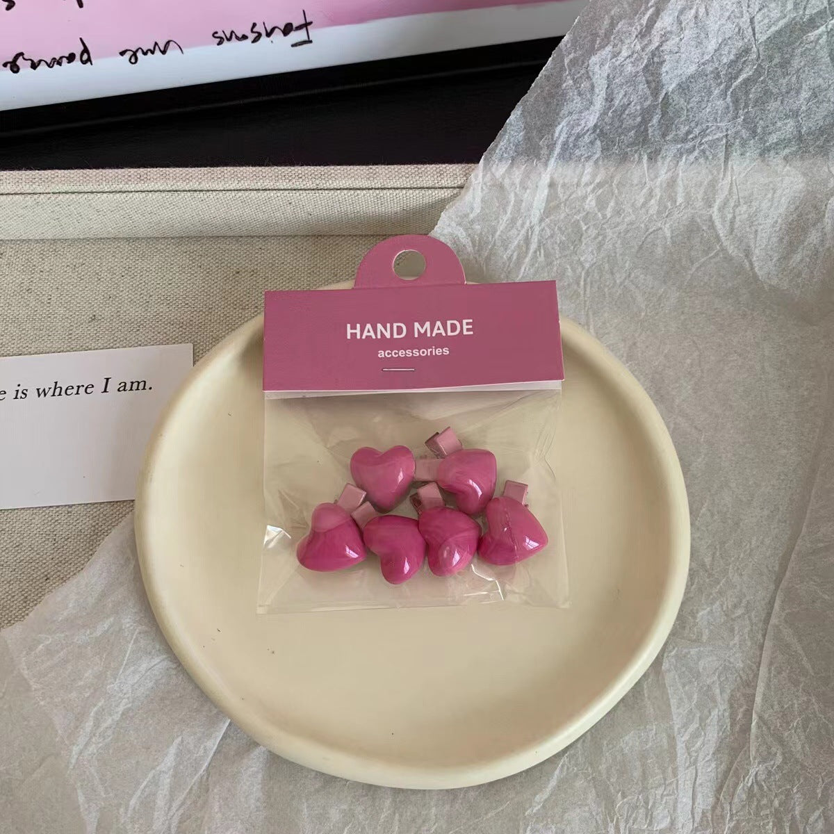 Wholesale 6 Pack Pink Love Hair Clips