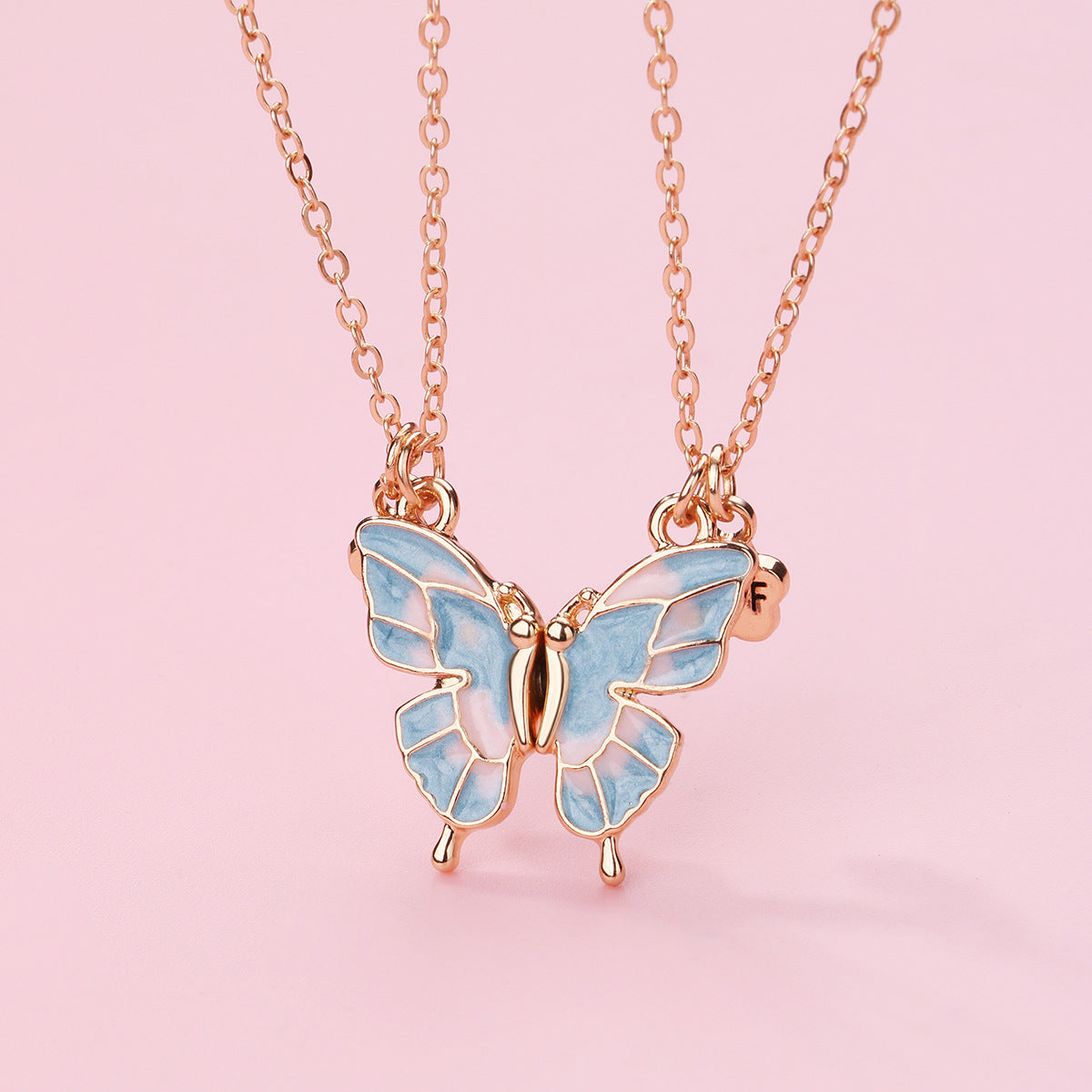 Wholesale butterfly necklace cartoon children BFF good friend necklace