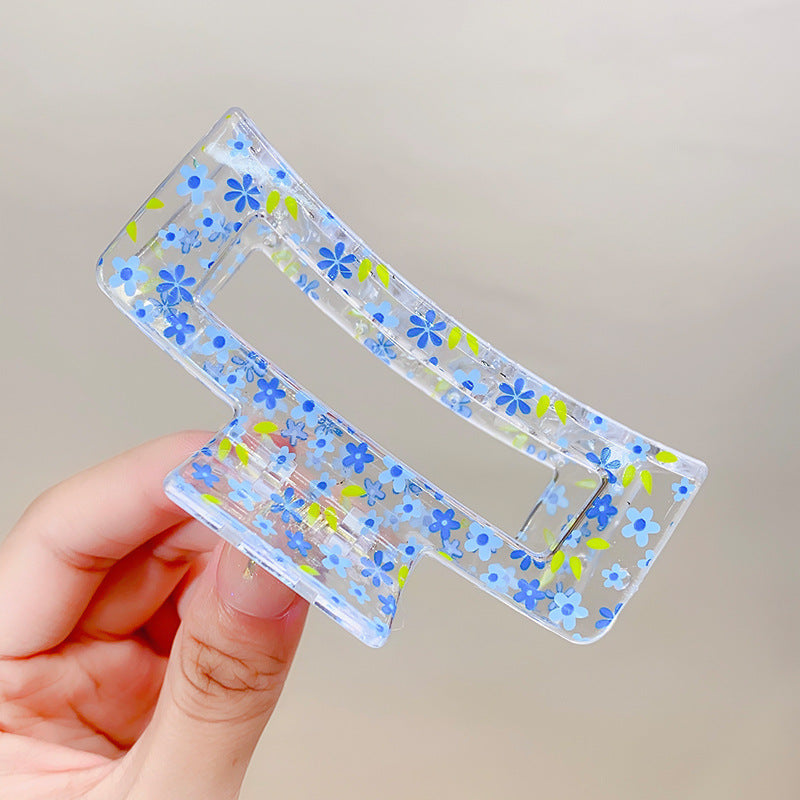 Wholesale Plastic Floral Transparent Grip Hair Clips