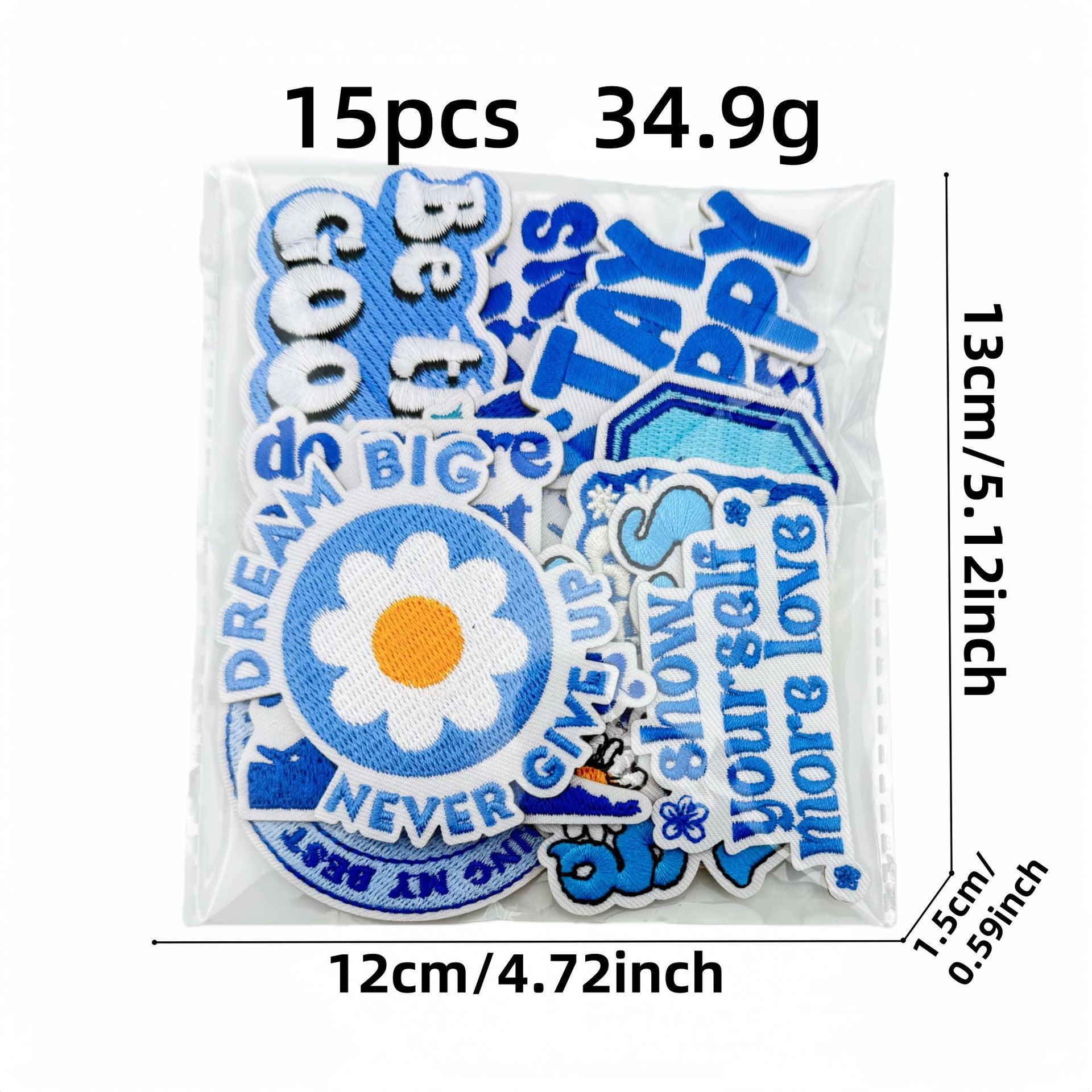 Wholesale Blue Embroidered Iron On Patch Positive Energy Saying DIY Fashion Accessory For Clothing Bags