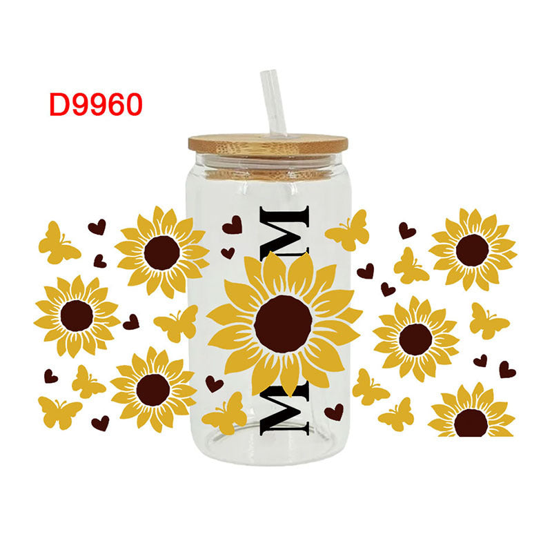 Wholesale Flower Butterfly 16oz Cup UV DTF Wraps