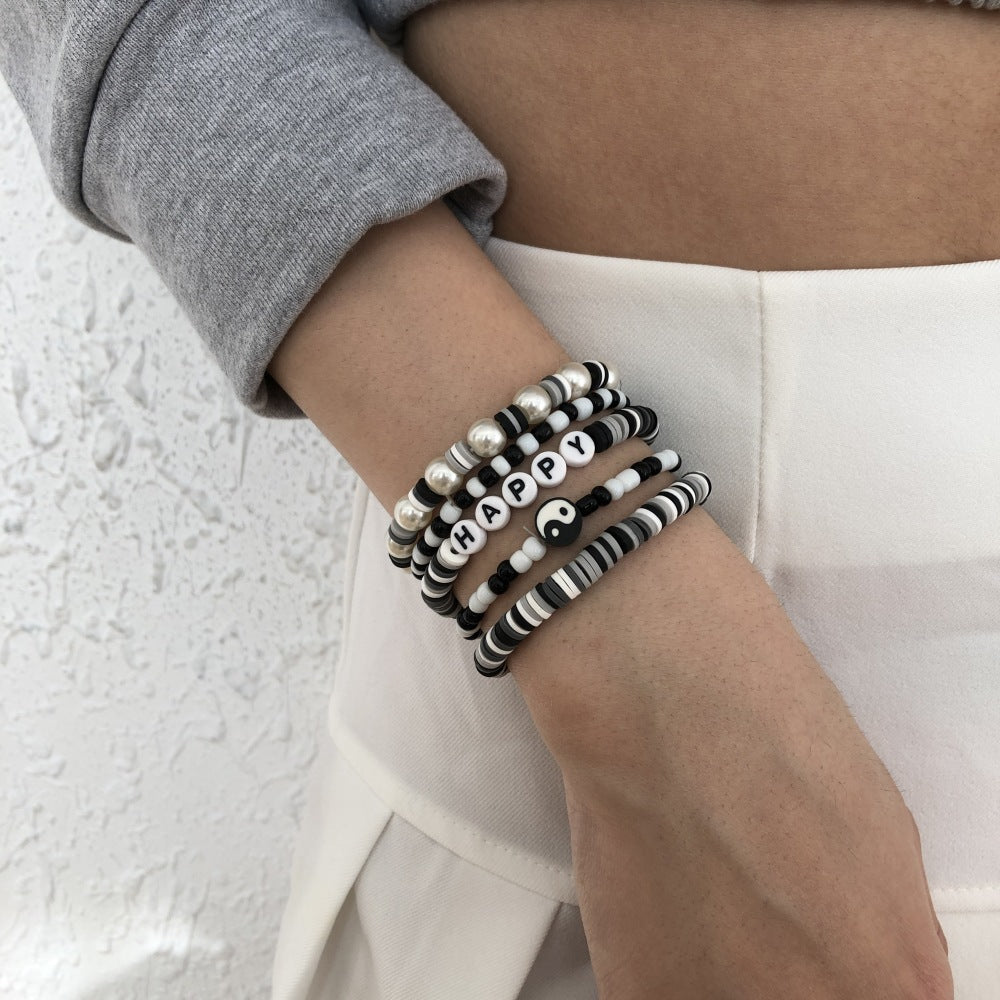 Brazalete de colorido de alfabeto de cerámica suave al por mayor