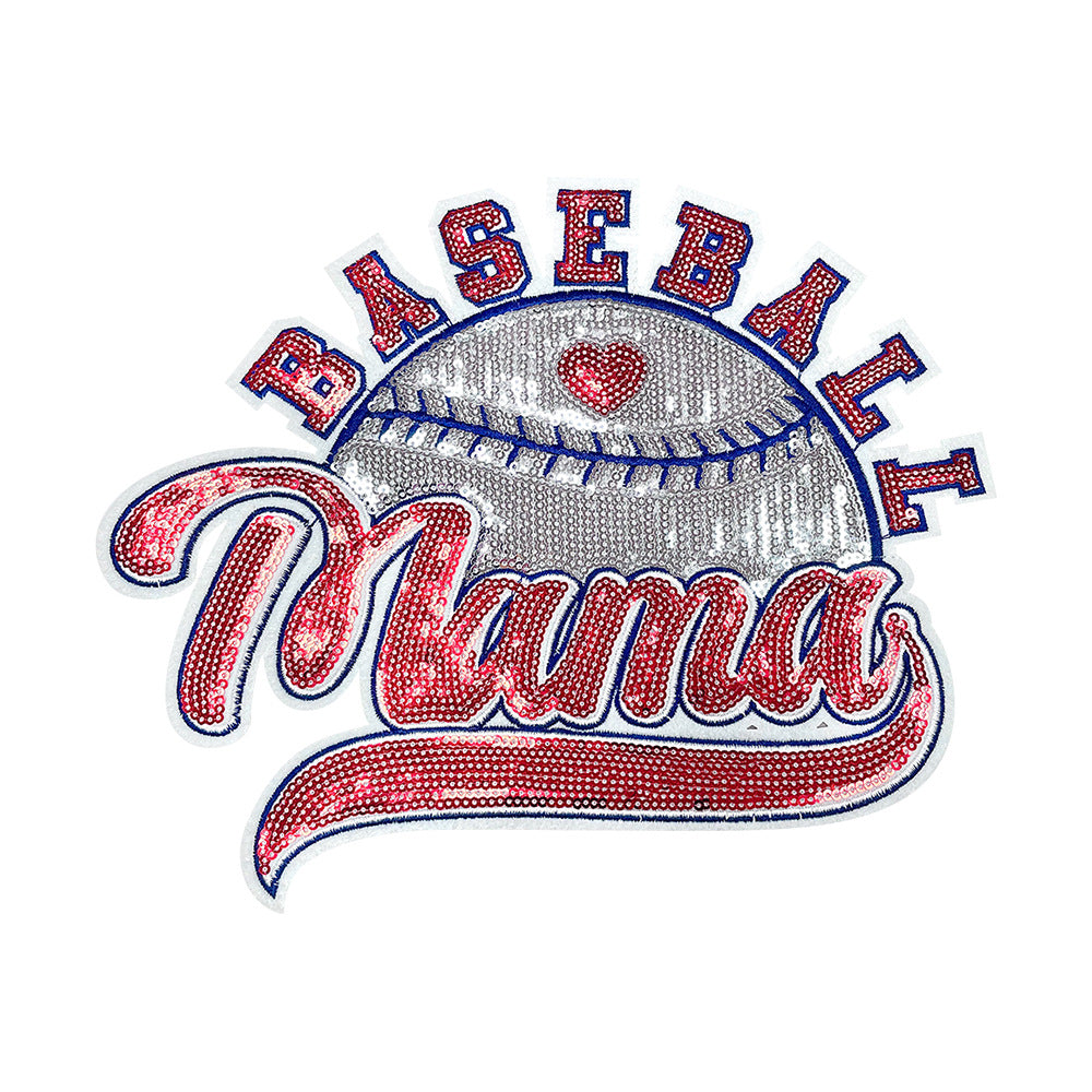 Wholesale Baseball Mom Embroidered Patch With Heart Design Red Hot Melt Glue Backing Chic Coat Decoration Boutique Craft Supply